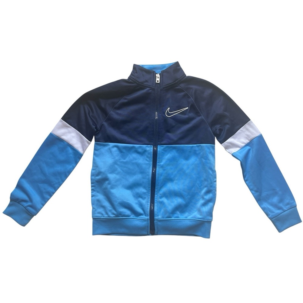 Nike Boy's Size 4T (3-4 Yrs)‎ Blue Zip Up Track Jacket Colorblock Swoosh Sporty